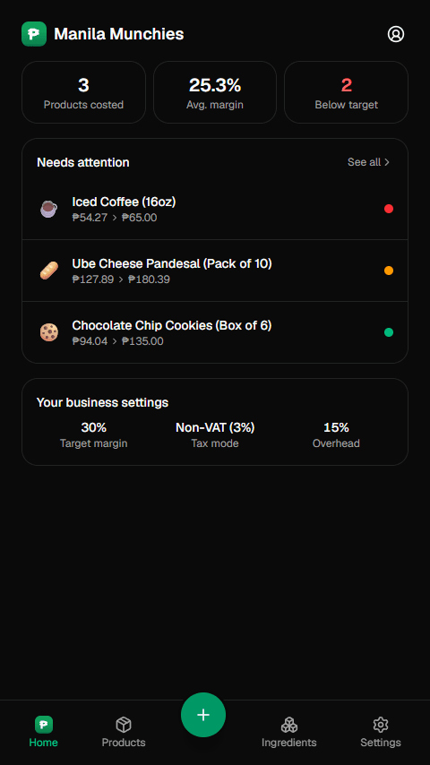 Home dashboard