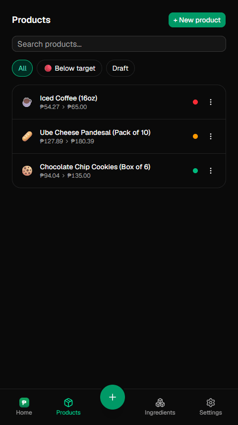 Products list